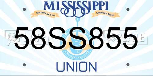 58SS855 Mississippi License Plate
