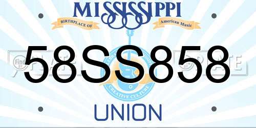 58SS858 Mississippi License Plate