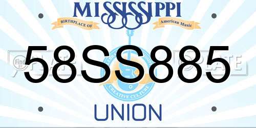 58SS885 Mississippi License Plate