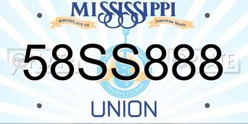 58SS888 Mississippi License Plate