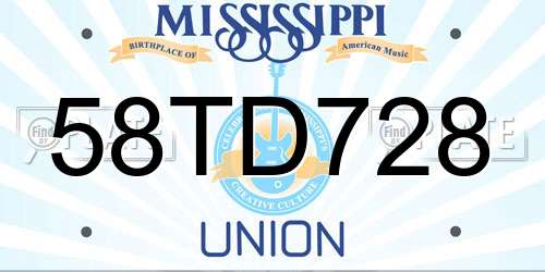 58TD728 Mississippi License Plate
