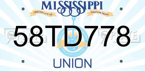 58TD778 Mississippi License Plate