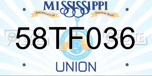 58TF036 Mississippi License Plate