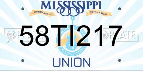 58TI217 Mississippi License Plate