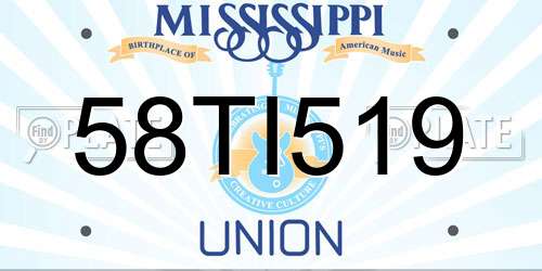 58TI519 Mississippi License Plate