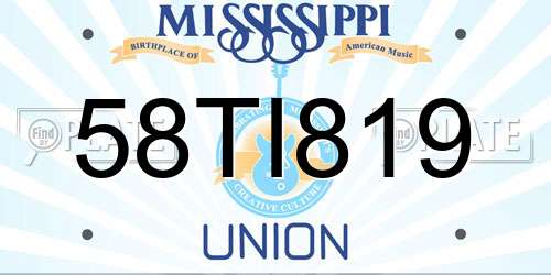 58TI819 Mississippi License Plate