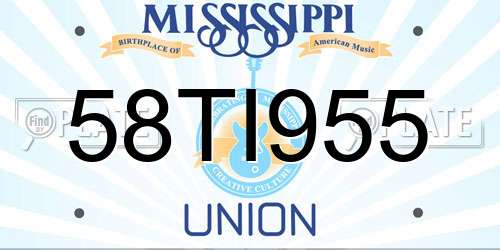 58TI955 Mississippi License Plate