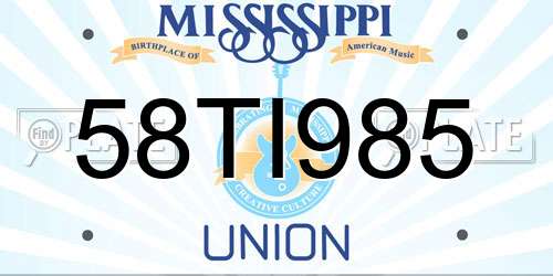 58TI985 Mississippi License Plate