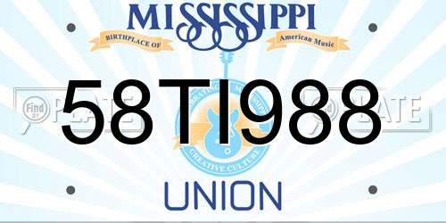 58TI988 Mississippi License Plate