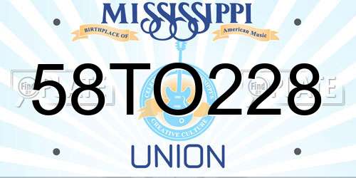 58TO228 Mississippi License Plate