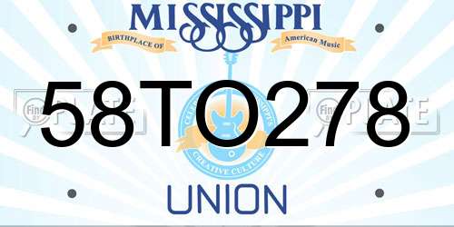 58TO278 Mississippi License Plate