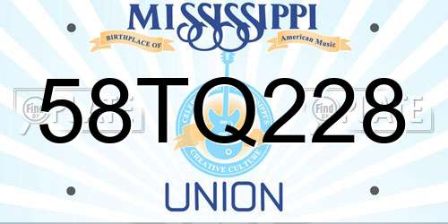58TQ228 Mississippi License Plate