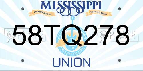 58TQ278 Mississippi License Plate