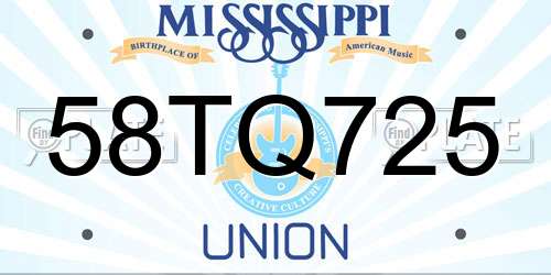 58TQ725 Mississippi License Plate