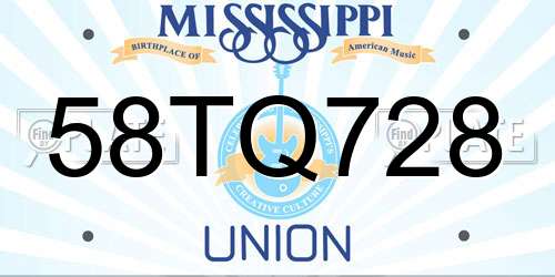 58TQ728 Mississippi License Plate