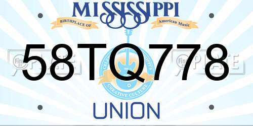 58TQ778 Mississippi License Plate