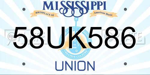 58UK586 Mississippi License Plate