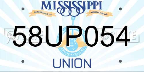 58UP054 Mississippi License Plate
