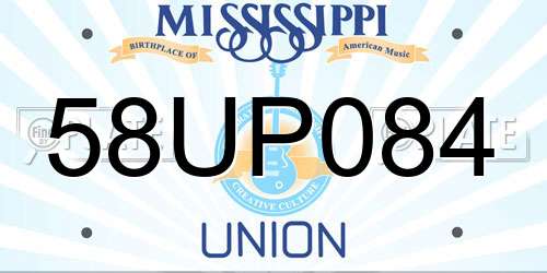 58UP084 Mississippi License Plate