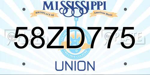 58ZD775 Mississippi License Plate