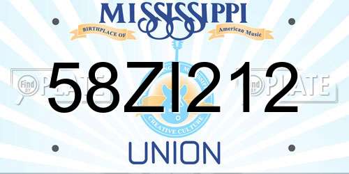 58ZI212 Mississippi License Plate