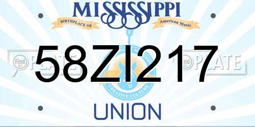 58ZI217 Mississippi License Plate