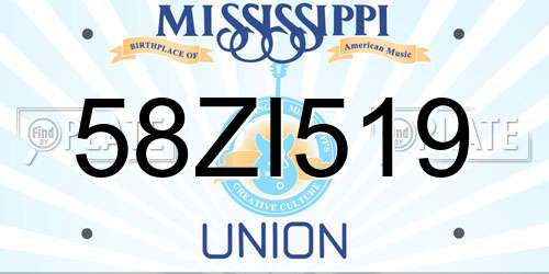 58ZI519 Mississippi License Plate
