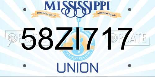58ZI717 Mississippi License Plate
