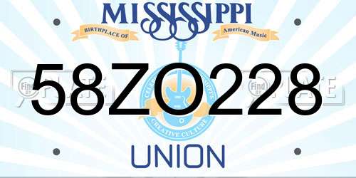 58ZO228 Mississippi License Plate