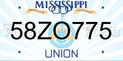 58ZO775 Mississippi License Plate