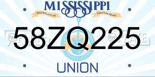 58ZQ225 Mississippi License Plate