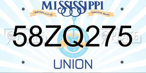 58ZQ275 Mississippi License Plate