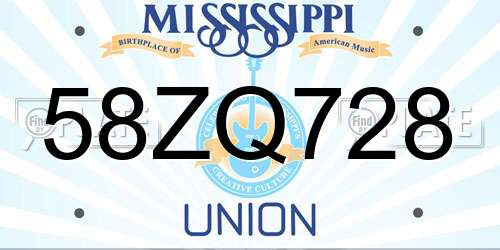 58ZQ728 Mississippi License Plate