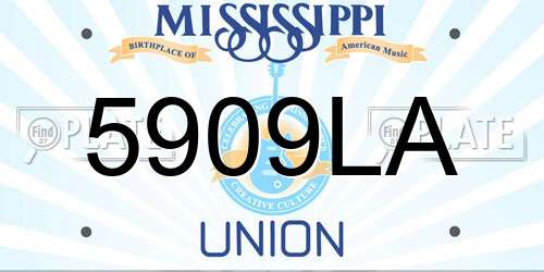 5909LA Mississippi License Plate