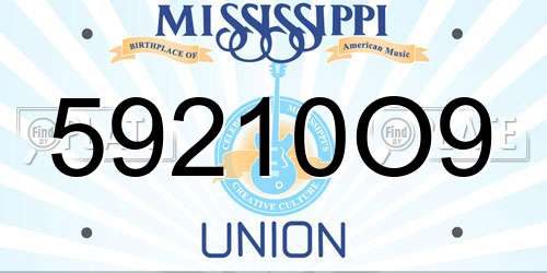 59210O9 Mississippi License Plate