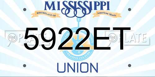 5922ET Mississippi License Plate