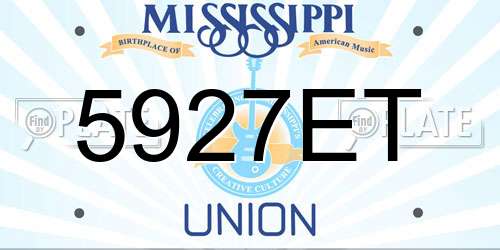 5927ET Mississippi License Plate