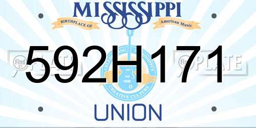 592H171 Mississippi License Plate