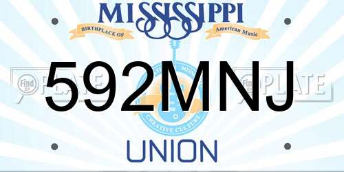 592MNJ Mississippi License Plate