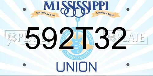 592T32 Mississippi License Plate