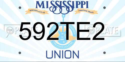 592TE2 Mississippi License Plate