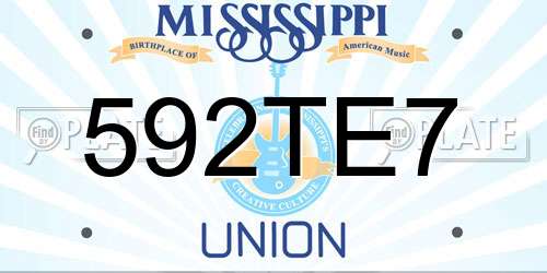 592TE7 Mississippi License Plate