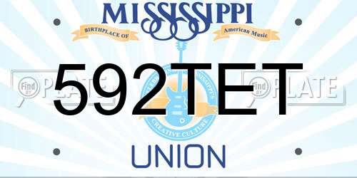 592TET Mississippi License Plate