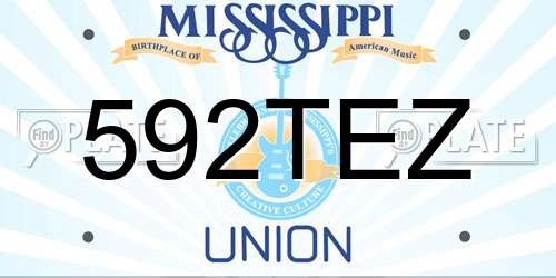592TEZ Mississippi License Plate