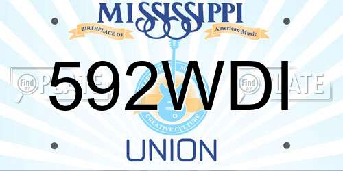 592WDI Mississippi License Plate