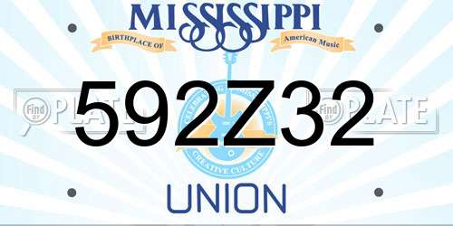 592Z32 Mississippi License Plate