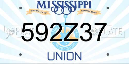 592Z37 Mississippi License Plate