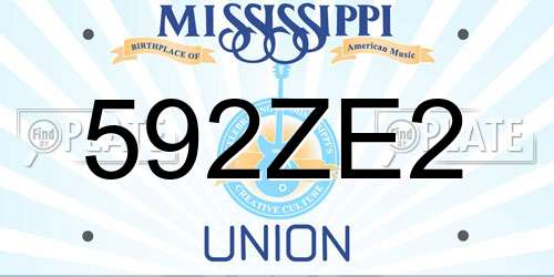592ZE2 Mississippi License Plate