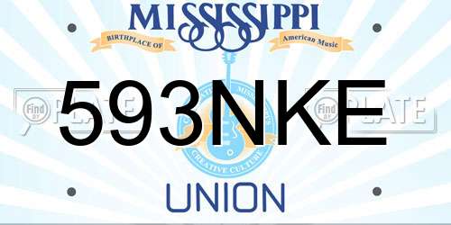 593NKE Mississippi License Plate