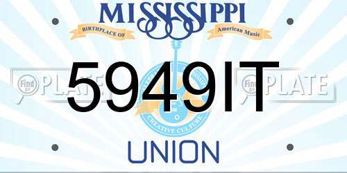 5949IT Mississippi License Plate